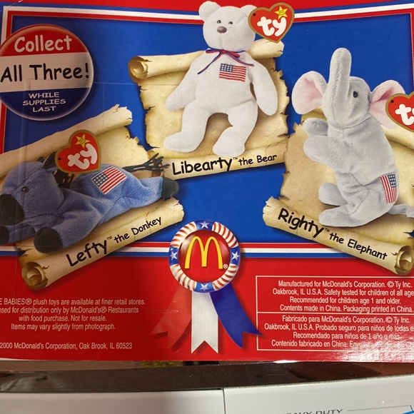 American trio McDonalds beanies.Lefty Righty Libearty. - Picture 5 of 7